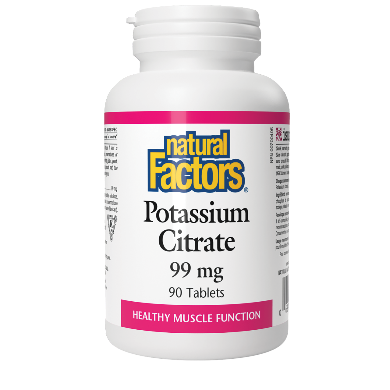 Natural Factors - Potassium Citrate 99mg, Supports Healthy Muscles, Nerves & Heart, 90 Tablets