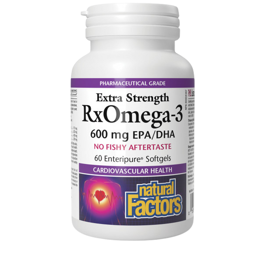 Natural Factors RxOmega-3 600MG  - Dietary Supplement for Brain & Heart Health Support - Eye Health Supplement with EPA 800 & DHA400 - Natural Supplement with Omega-3 Fatty Acids - 60 Softgels