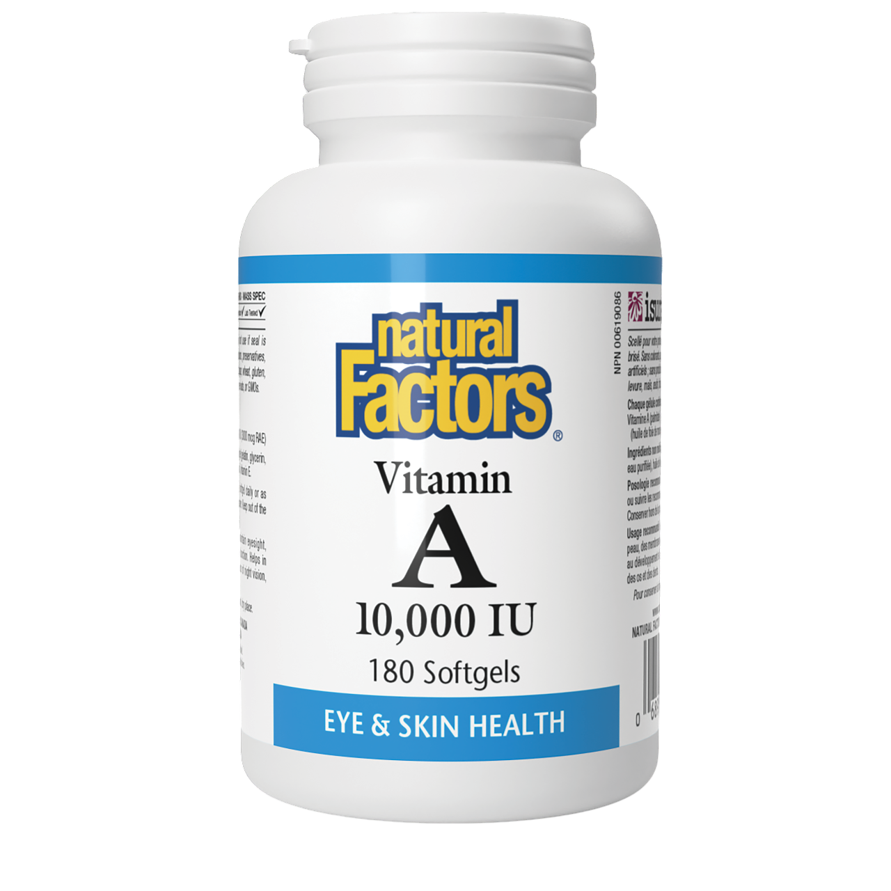Natural Factors, Vitamin A 10,000 IU, Supports Healthy Bones, Teeth, Vision and Skin, 180 softgels (180 servings)