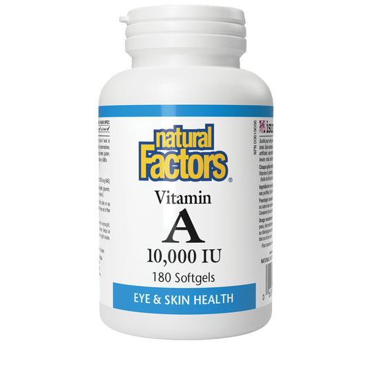 Natural Factors, Vitamin A 10,000 IU, Supports Healthy Bones, Teeth, Vision and Skin, 180 softgels (180 servings)