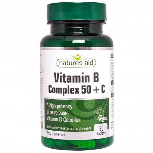 NATURE’S AID Vitamin B Complex + C TR (High Potency) Vegan – 30’s