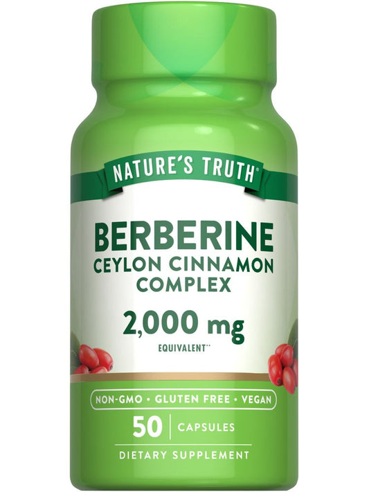Nature's Truth Berberine w/Ceylon cinnamon complex 2000mg vegan caps 50s