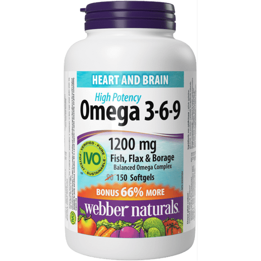 Webber Naturals Omega 3-6-9 1200mg Fish,Flax &Borage softgels 150s