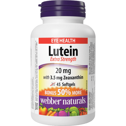 Webber Naturals Lutein 20mg/Zeaxanthin 3.5mg extra strength softgels 45s