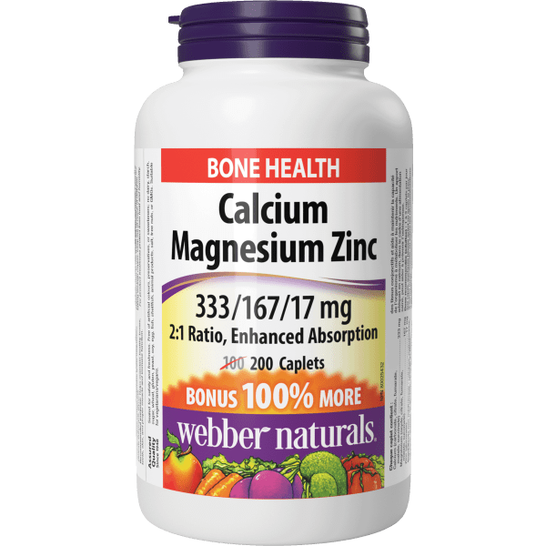 Webber Naturals Calcium Magnesium Zinc Caplets 200's