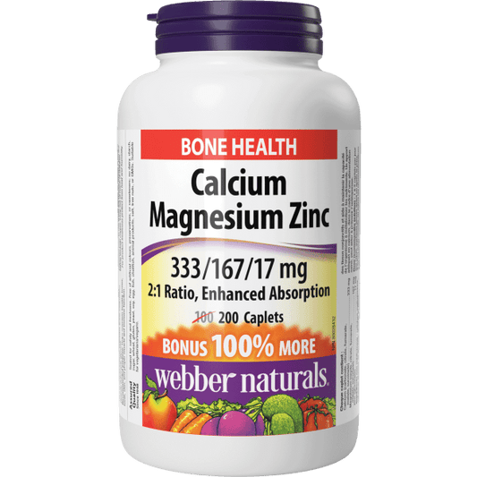 Webber Naturals Calcium Magnesium Zinc Caplets 200's