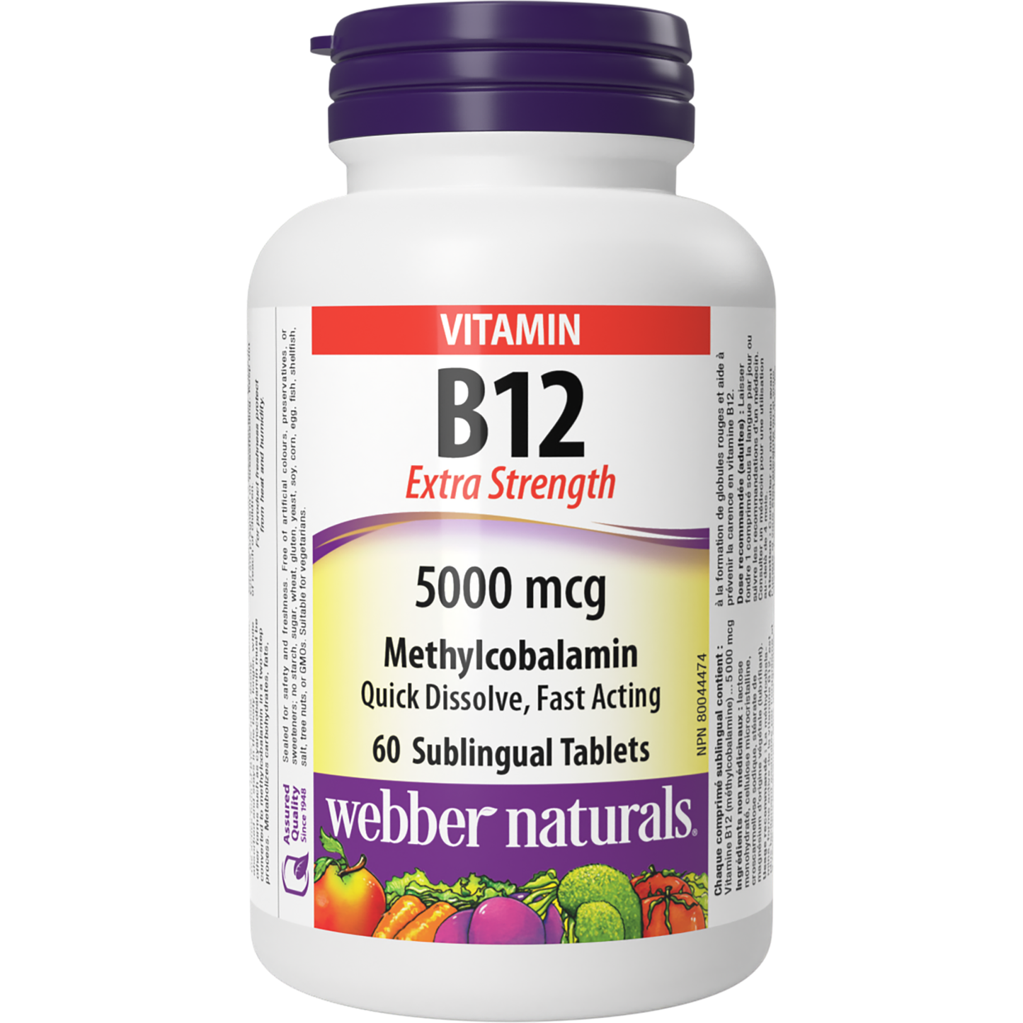 Webber Naturals B12 Methylcobalamin 5000mcg Sublingual Tabs 60's