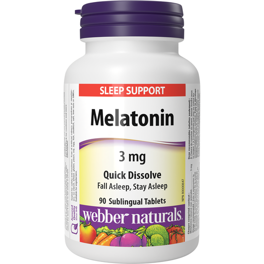 Webber Naturals Melatonin 3 mg Quick Dissolve, 90 Sublingual Tablets | Sleep Support